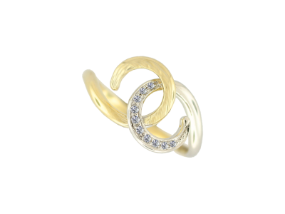 9ct White And Yellow Gold Circle Twist Diamond Ring