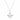 A silver chain necklace with a pendant featuring a large white pearl surrounded by small clear stones, set against a plain white background.